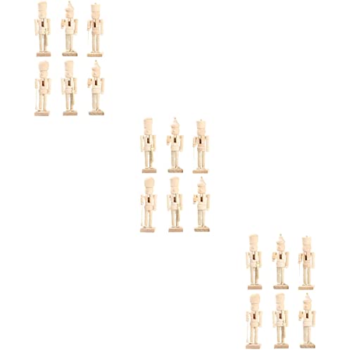 18 Pcs Christmas Puppet Nutcracker Figurine Wood Doll Soldier Decor Wood Nutcracker Unfinished DIY Nutcracker Outdoor Christmas Decorations PartyKindom