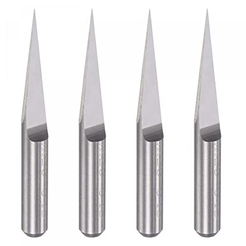 uxcell Wood Engraving Router Bit, 1/8" 3.175mm Shank 0.1mm Tip 10 Degree Solid Carbide CNC 3D Milling Cutter, for Carving Acrylic PVC MDF Plastic, uxcell