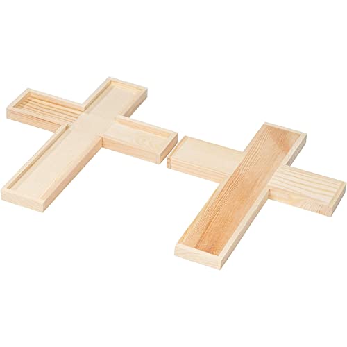 12 Pack Unfinished Wooden Cross Cutouts for Church, Sunday School Crafts, DIY Home Wall Decor (8.9 x 6.5 In) Genie Crafts