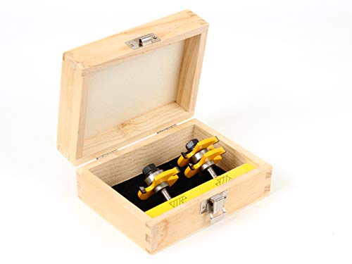 YONICO Tongue and Groove Router Bits Set Up to 3/4-Inch Stock 1/2" Cutting Depth 2 Bit Set 1/4-Inch Shank for Edge-to-Edge Hardwood Flooring, Yonico