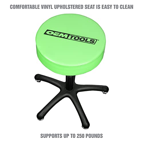 OEMTOOLS 24956 Heavy Duty Pneumatic Rolling Stool, Garage Stool with Wheels, Shop Stool on Wheels, Adjustable Height Stool, Rolling Work Seat, OEMTOOLS