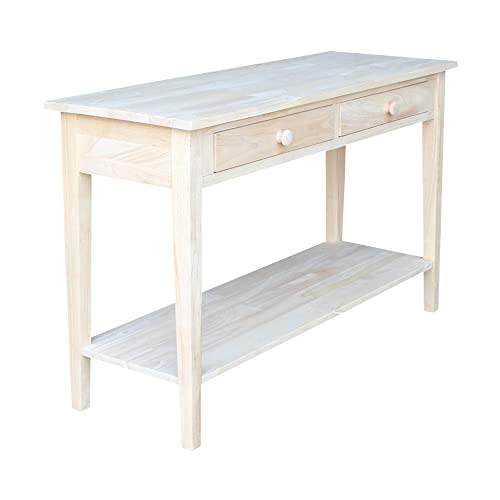 IC International Concepts Spencer Console-Server End Table, 48 in W x 17 in D x 30 in H, Unfinished IC International Concepts