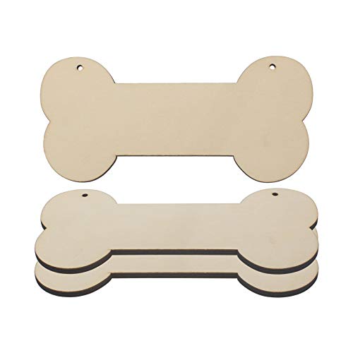 JANOU 3pcs Bone Wood Sign Blank Hanging Wooden Plaque DIY Craft Project Dog Bone Wood Sign with Rope Door Wall Art Decorative, 7.9x3.9 in JANOU