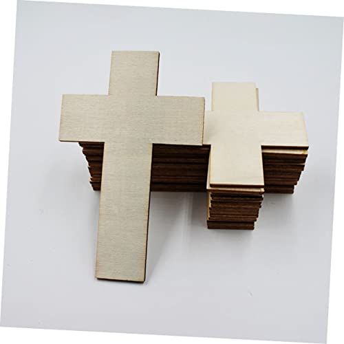 50pcs Easter Cross Cutouts Wood Crafts Unfinished Cross Unfinished Wood Cross Unfinished Blank Cross Craft Wood Chips Cross Embellishments Wood Toy SUPVOX