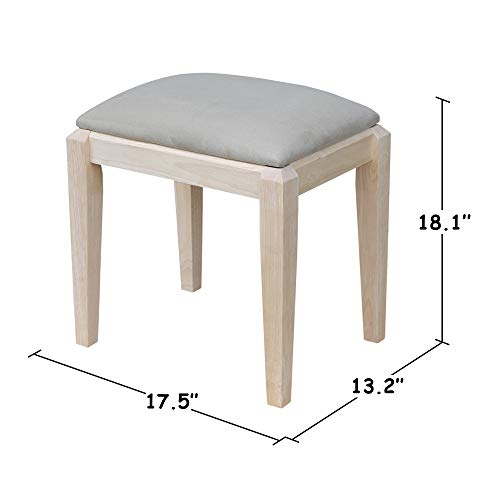 Unfinished Solid Wood Vanity Bench with Microfiber Upholstered Seat IC International Concepts