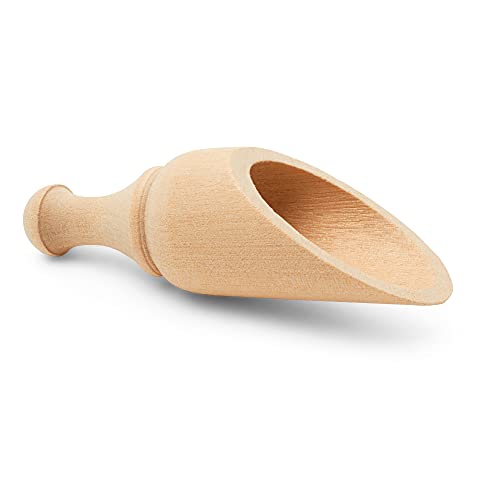 Mini Wooden Scoops 3-3/4 Inches Long, 10 Unfinished Mini Scoops for Jars, Bath Salts, Body Scrubs, Salt & Spice Containers, by Woodpeckers Woodpeckers