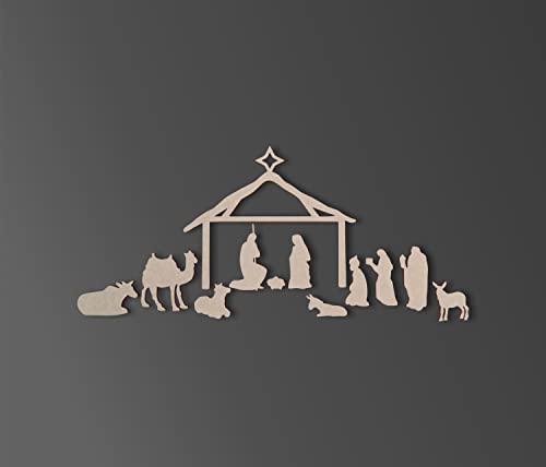 Wooden Nativity Scene- Cutout, Home Decor, Unfinished and Available from 13 to 36 Inches Wide Jess and Jessica