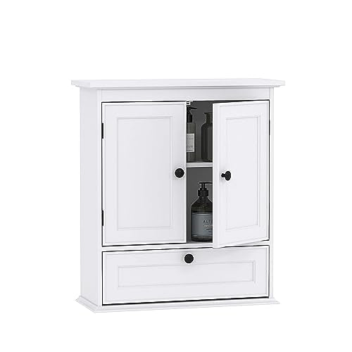 Spirich Bathroom Cabinet Wall Mounted, Small Bathroom Wall Cabinet Over Toilet, Medicine Cabinet Organizer with Doors and Adjustable Shelf, White Spirich