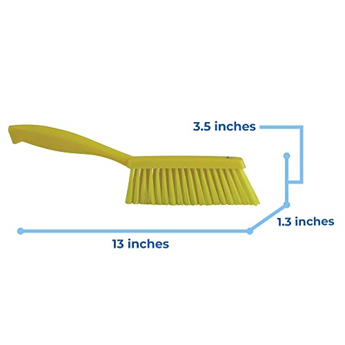 Vikan 45876 Bench Cleaning Brush, Polypropylene/Polyester Soft Bristle Dustpan Brush & Sweeper With Handle, 14-Inch, Yellow Vikan