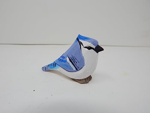 Selsela Blue Jay Keychain Ring Hook Clip Crested Jaybird Bird Charm Miniature Wood Mini Figurine Small Animal Selsela