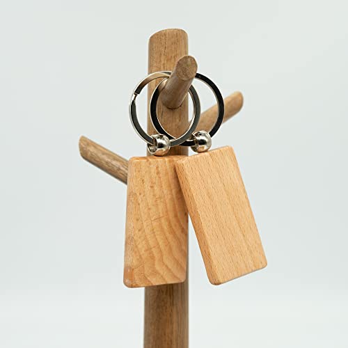 Wood Engraving Blanks Rectangle Blank Wooden Key Chain Wood Blanks for Keychains 20 Pack (Width:1.22 inch) TFoRibbon