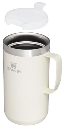 Stanley Stay Hot Camp Mug - Durable 18/8 Stainless Steel Insulated Mug - Splash-Free Tritan™ Drink-Thru Lid - 24 OZ - Cream Gloss STANLEY