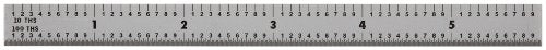 Mitutoyo 182-203, Steel Rule, 6" (5R), (1/32, 1/64, 1/10, 1/100"), 1/64" Thick X 1/2" Wide, Satin Chrome Finish Tempered Stainless Steel Mitutoyo