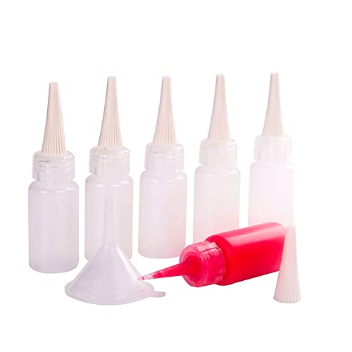 Falling in Art 1oz Needle Tip Squeeze Bottle, Precision Tip Applicator Bottle with a Funnel for Small Gluing Projects, Acrylic Painting, 6 Pack Falling in Art