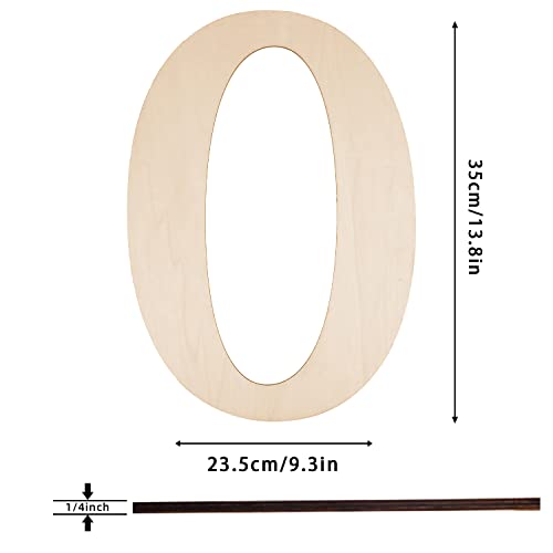 14 Inch Large Wooden Numbers, Blank Unfinished Wooden Number 0 Shape Cutouts Big Wood Numbers Signs for Craft Wall Decor Painting Birthday Wedding Hongma
