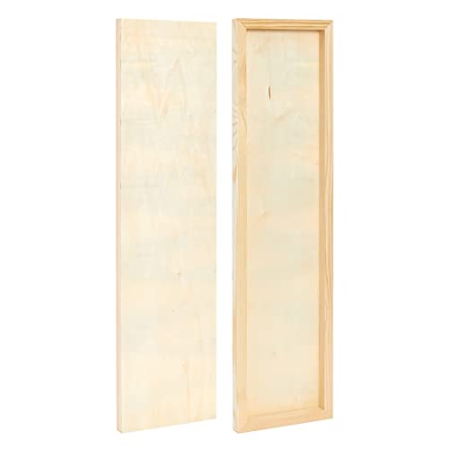 4 Pack Unfinished Wood Panels for Painting, DIY, Arts and Crafts, Deep Cradle Boards, 6x23 Inch Wood Canvas, Blank Wooden Sign for Wall, Home, Bright Creations