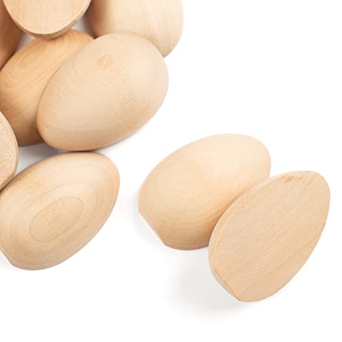 Pack of 12 Smooth Solid White Birch Unfinished Wood Split Eggs by Factory Direct Craft - Wooden Half Eggs for Easter Holiday and Everyday Crafts, Factory Direct Craft