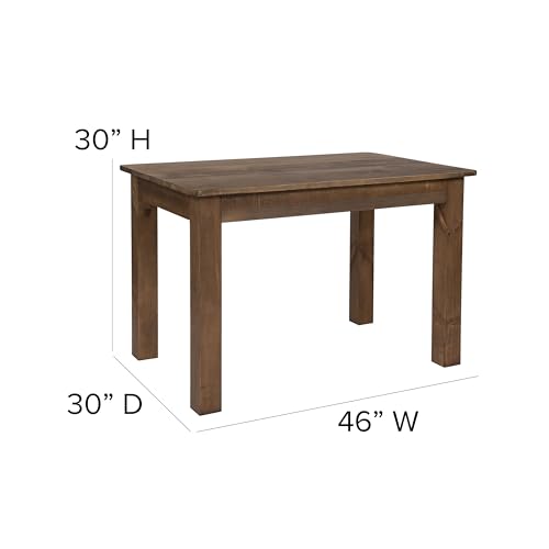 Merrick Lane Jessamine 46" x 30" Rectangular Antique Rustic Solid Pine Farm Dining Table Merrick Lane