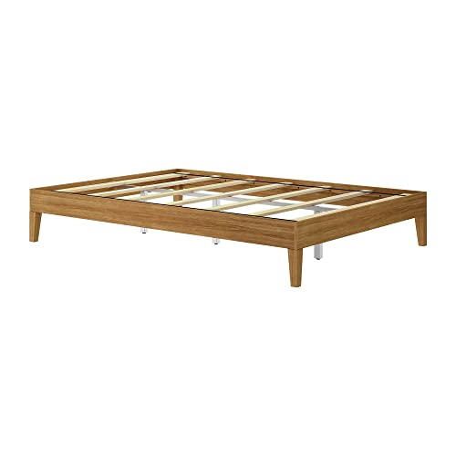 Plank+Beam Solid Wood Platform Bed Frame, Strong Wood Slat Support, No Box Spring Needed, Easy Assembly, Matte Pecan, Queen Plank+Beam