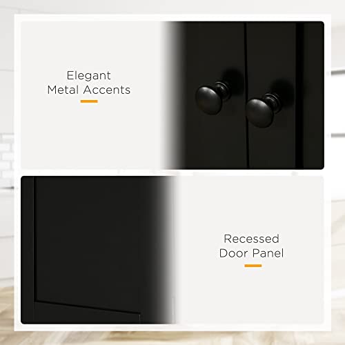 HOMCOM 72.5" Freestanding Black Kitchen Pantry Cabinet with Adjustable Shelves HOMCOM