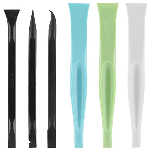 6 Pieces Non-Scratch Plastic Scraper Tool, Carbon Fiber Plastic Cleaning Scraper Tool Stiff Multipurpose Label Scraper for Remove Stickers, Oil Litoexpe