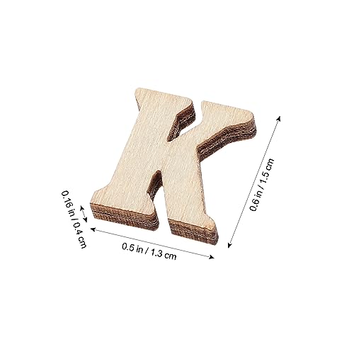 KALLORY 15mm Wood Alphabet Letters, 200pcs Unfinished Mini Blank Wood Symbols A-z Wood Pieces for Wedding Day Decor, Spelling Education, DIY Homemade KALLORY