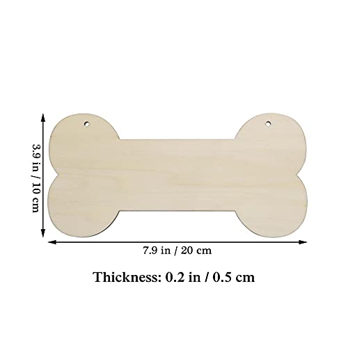 3 Pcs Dog Bone Wood Sign Blank Wooden Plaque Unfinished Wood DIY Crafts Hanging Sign with Ropes for Puppy Pet House Door Wall Decorative, 3.9x7.9 Creaides