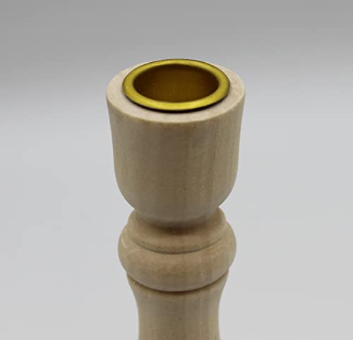 7 Inch Tall Unfinished Wooden Candlesticks with Metal Candle Holder Cup Center - Versatile & Customizable Decor for Crafting, Home, and Group Creative Hobbies