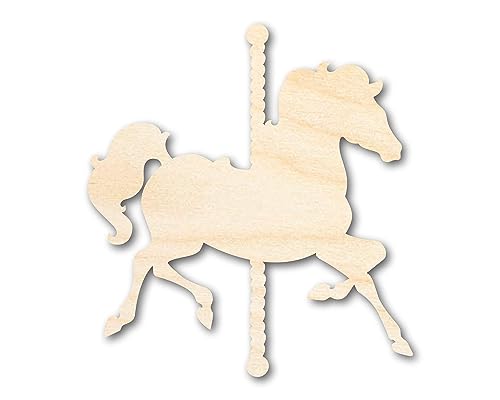 Unfinished Wood Carousel Horse Shape | Amusement Park | Craft Cutout | up to 36" DIY 36" / 1/4" 24 Hour Crafts