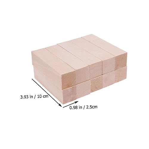 15pcs Carved Square Basswood Strips Drawing Wooden Cube Blank Craft Wood Wooden Blocks Cutouts Unfinished Wood Block Puzzle Making Block Oblong KONTONTY