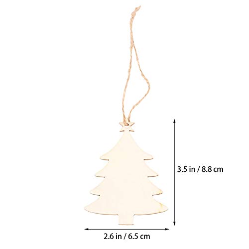 LEBERY 50pcs Wooden Christmas Ornaments Natural Wood Slices Unfinished Predrilled Wooden Crafts to Paint Christmas Tree Hanging Ornaments Wood LEBERY