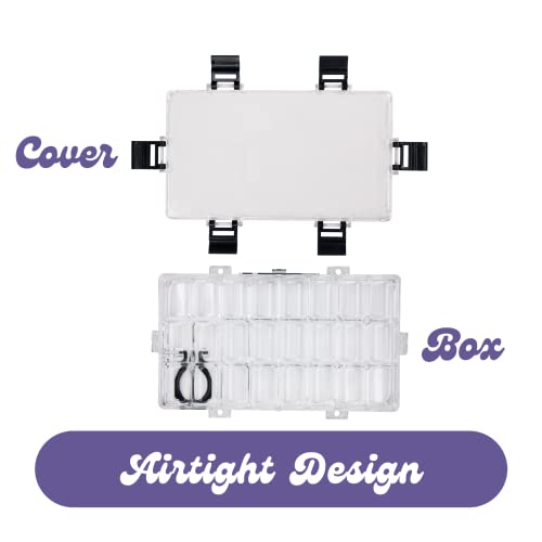 Falling in Art Airtight Paint Palette, 24-Well Storage Palette Box with Thumb Grip, Leakproof Travel Palette Case for Watercolor, Acrylic Paints, Falling in Art