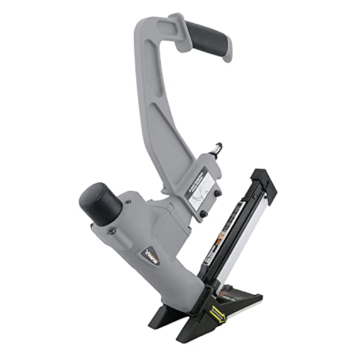 NuMax SFL618 Pneumatic 3-in-1 15.5-Gauge and 16-Gauge 2" Flooring Nailer / Stapler with Flooring Mallet and Interchangeable Base Plates, Grey NuMax