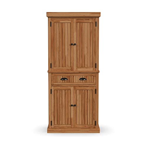 Homestyles Nantucket Storage Cabinet Kitchen Pantry with Drawers and Adjustable Shelves, 71.5 Inch Height, Natural Brown Maple Finish homestyles