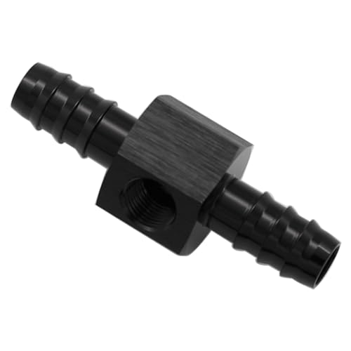 KRD PERFORMANCE 5/16 Barb to 5/16"(8mm) Barb with 1/8" NPT Sensor Gauge Port Hose Tube Fitting Fuel Pressure Take Off Adaptor Aluminum Black KRD PERFORMANCE