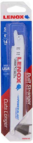 LENOX Reciprocating Saw Blades, Metal Cutting, 6-Inch, 14 TPI, 5-Pack (20564614R) Lenox