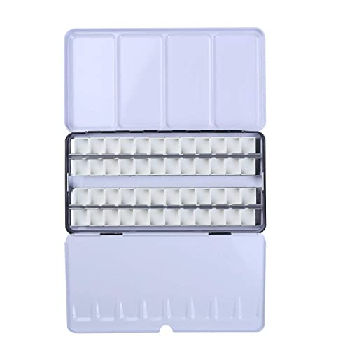 MEEDEN Empty Watercolor Tin Palette, Large Travel Metal Paint Box with 52 Pcs Half Pans MEEDEN