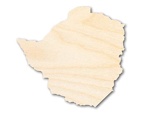 Unfinished Wood Zimbabwe Country Shape - Southern Africa Craft - up to 36" DIY 14" / 1/8" 24 Hour Crafts