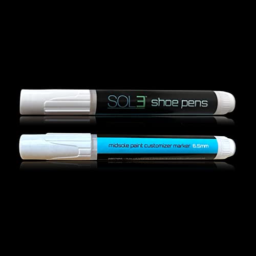 SOL3 Shoe Pens™ Premium Midsole Marker Sneaker Paint for Leather, Canvas, Suede & Knit Shoes (White) SOL3