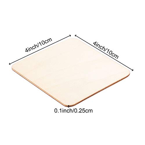 ZOENHOU 150 PCS 4 x 4 Inch Squares Unfinished Wood Pieces, Durable Blank Basswood Sheets, Square Wooden Tiles for Crafts Wall Symbol Letter ZOENHOU