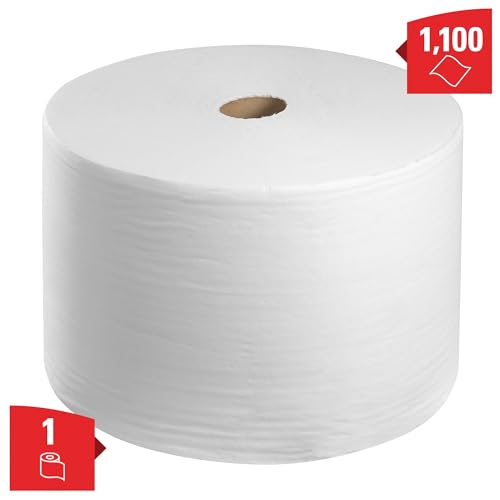 Wypall X50 Disposable Cloths (35015), Strong for Extended Use, Jumbo Roll, White, 1,100 Sheets / Roll Wypall