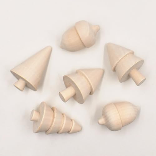 VILLCASE Unfinished Wood Christmas Tree Unfinished Wood Acorn Wood Doll Peg Tree Blank Wood Xmas Tree Crafts for DIY Arts Drawing Painting Craft VILLCASE