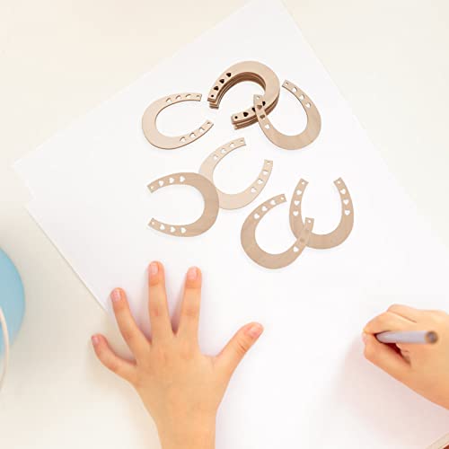 ARTIBETTER 24pcs Blank Horseshoe Wood Chips Wood Trim Handmade Gifts Wood Gifts Horseshoe Wooden Chip Horseshoe Wood Cutout Wooden Circles Unfinished ARTIBETTER