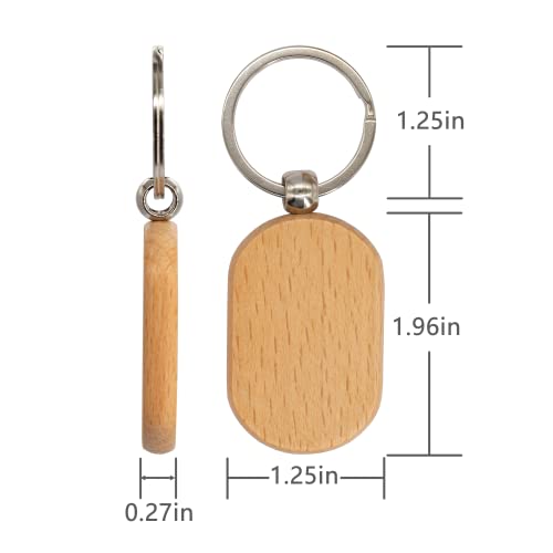 TFoRibbon Blank Wooden Key Tag Key Chain Rectangle Wood Engraving Blanks 20 Pack TFoRibbon