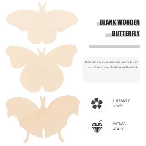 Sewroro 27pcs Unfinished Wooden Butterfly Blank Wood Butterfly DIY Blank Butterfly Shape Ornaments for DIY Painting Crafts Sewroro