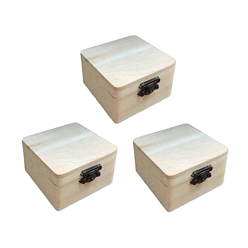VILLCASE 9 Pcs antique jewelry organizer jewelry organizer tray unfinished wood treasure chest square wood case memory chest unfinished chest lock VILLCASE