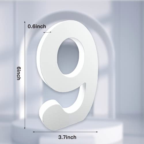 AOCEAN 6 Inch White Wood Numbers, Unfinished Wood Numbers for Wall Decor Decorative Standing Numbers Slices Sign Board Decoration for Craft Home AOCEAN