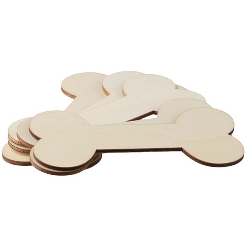 hobbyhub 50Pcs Blank Dog Bone Shape Wood Chips,Unfinished Wood for DIY Crafts Decor hobbyhub