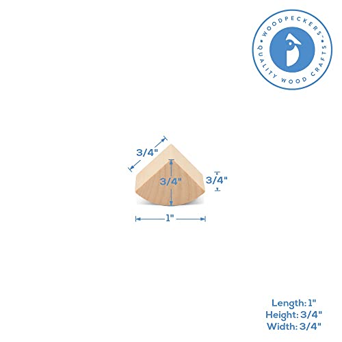 Quarter Circle Wooden Building Blocks Set 1-inch, Pack of 25 Unfinished Wooden Blocks for Crafts & Loose-Parts Play, by Woodpeckers Woodpeckers