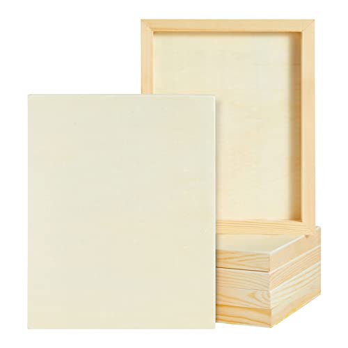 6 Pack of Unfinished Wood Canvas Boards for Painting, 8x10 Inch Deep Cradle Wooden Panels for Crafts (Blank, 0.85 Inches Thick) Juvale